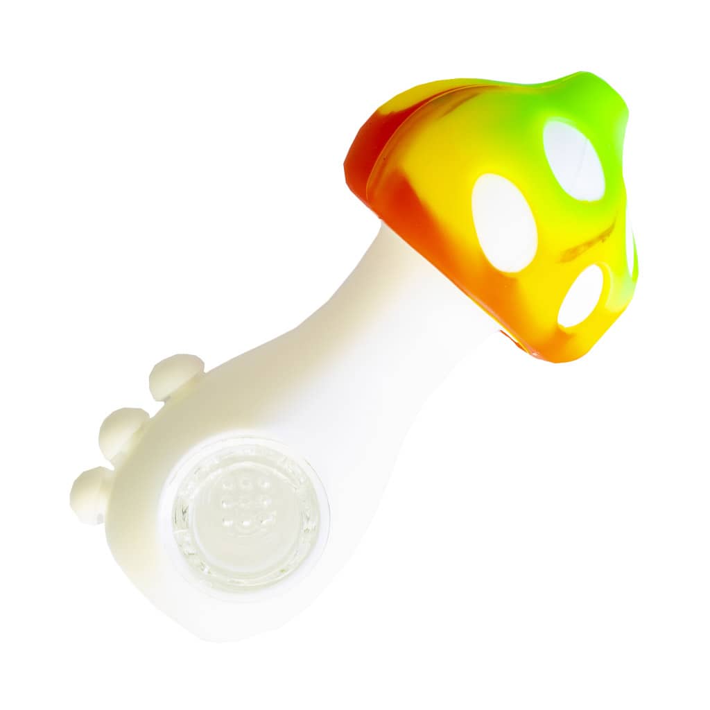 Mushroom Silicone Pipe with Glass Burner (Rasta)