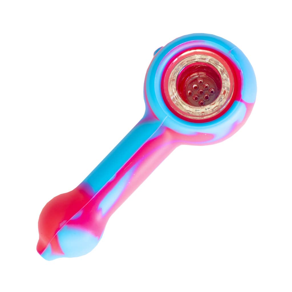 Silicone Pipe with Glass Burner (Nebula Pink/Blue)