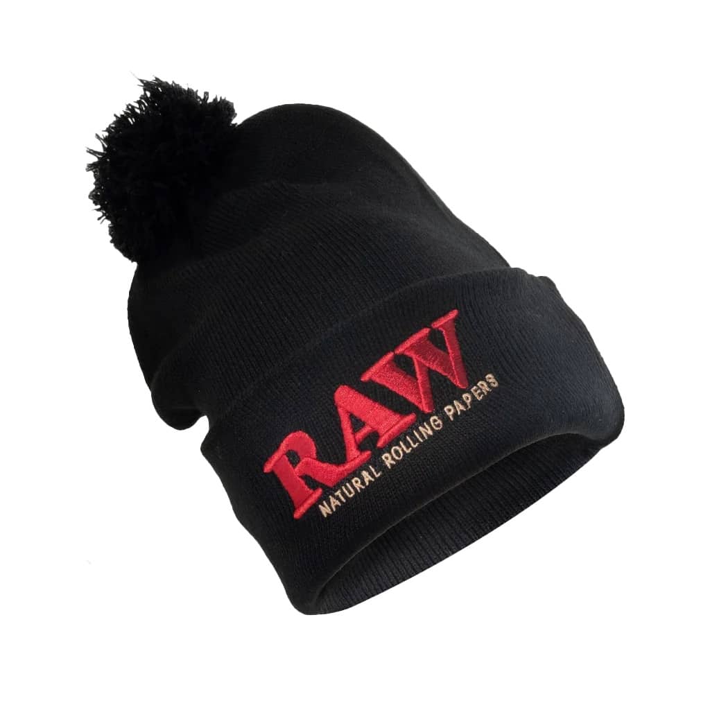 RAW X Rolling Papers Pompom Knit Hat (Black)