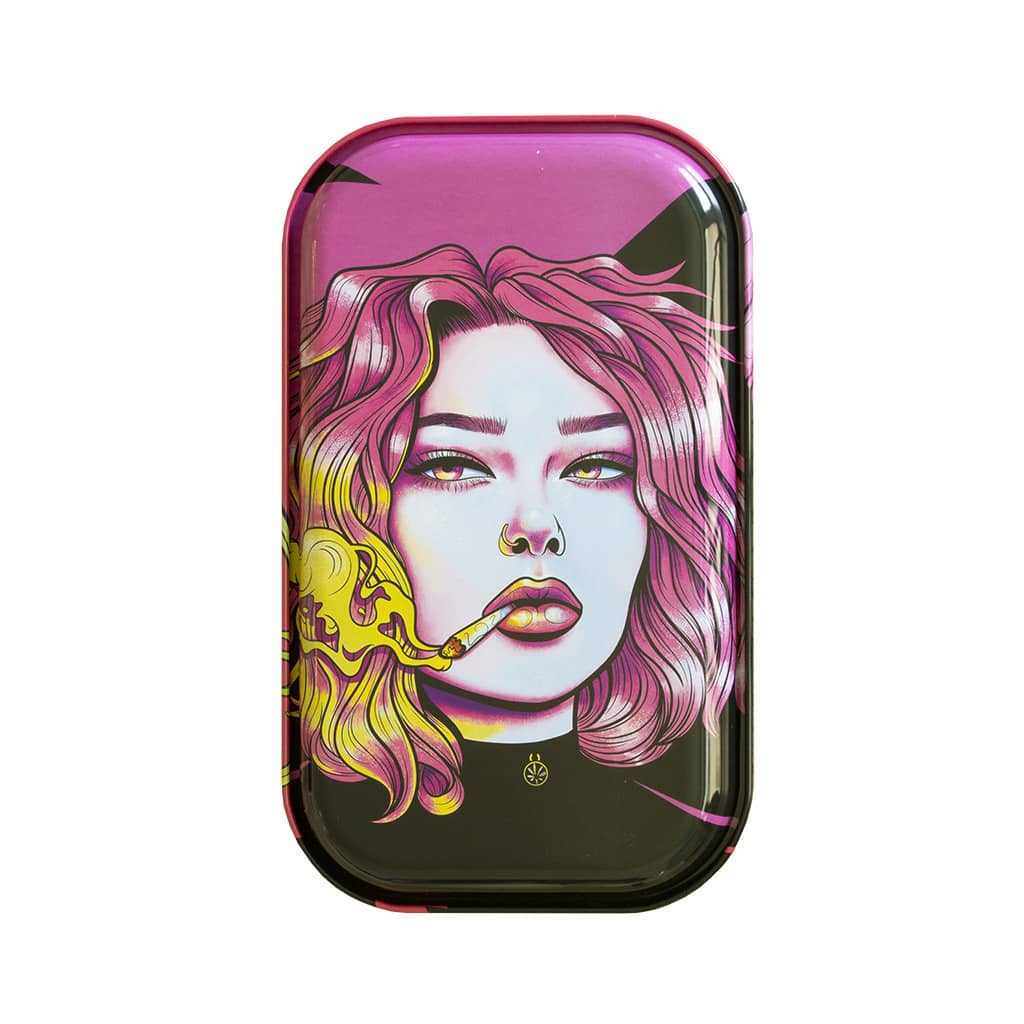 Woman with Glasses Metal Rolling Tray